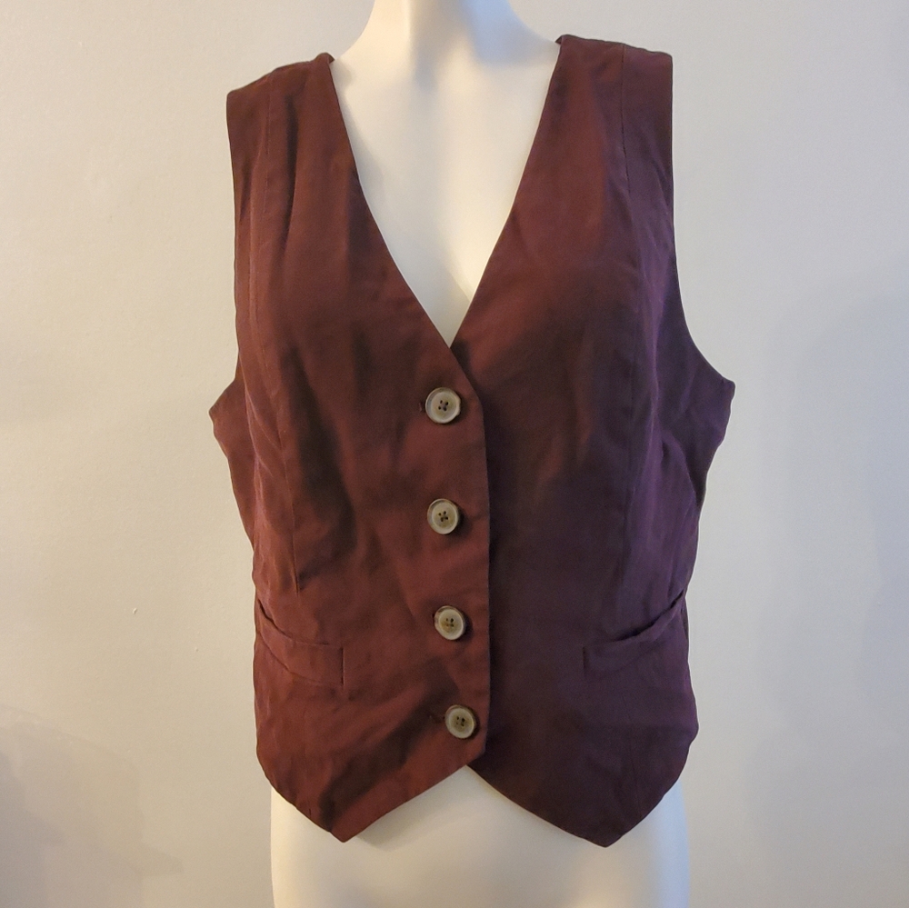 Burgundy Button-Up Vest